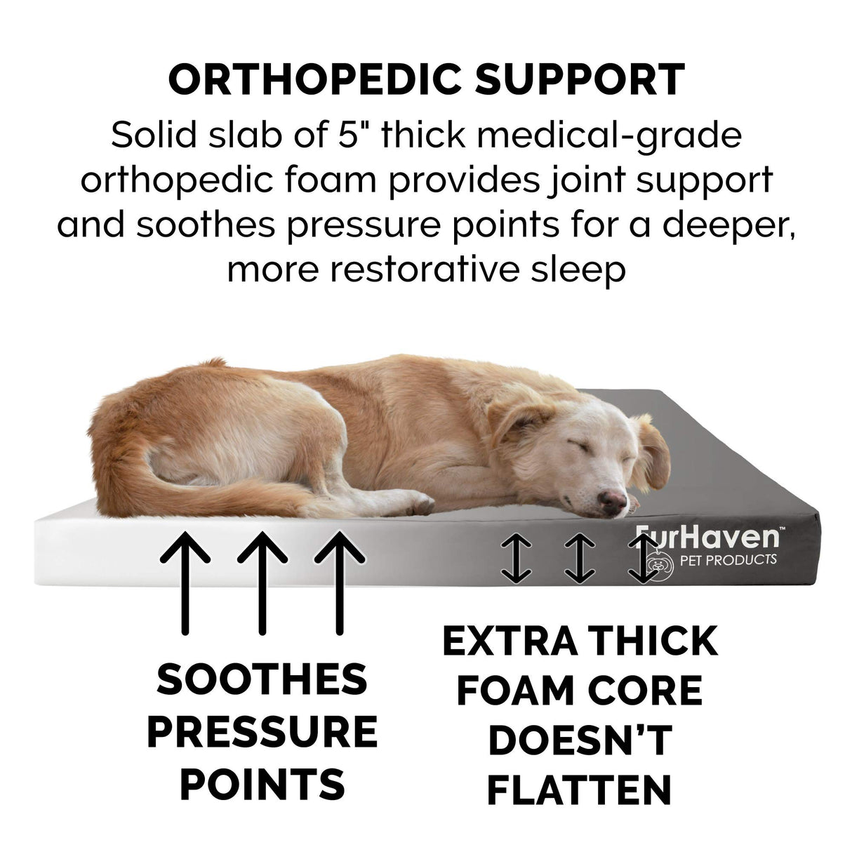 Furhaven Water-Resistant Orthopedic Dog Bed for Large Dogs w/ Removable Washable Cover, For Dogs Up to 125 lbs - Indoor/Outdoor Logo Print Oxford Polycanvas Mattress - Stone Gray, Jumbo Plus/XXL