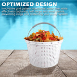 ZTTM 8" Pool Skimmer Basket for Inground Pool Compatible with Pentair U-3 Skimmer Basket 08650-0007 and Hayward SP1070 Pool Basket Stainless Steel Handle Rubber Grip & Built in Weighting White 2 Pack