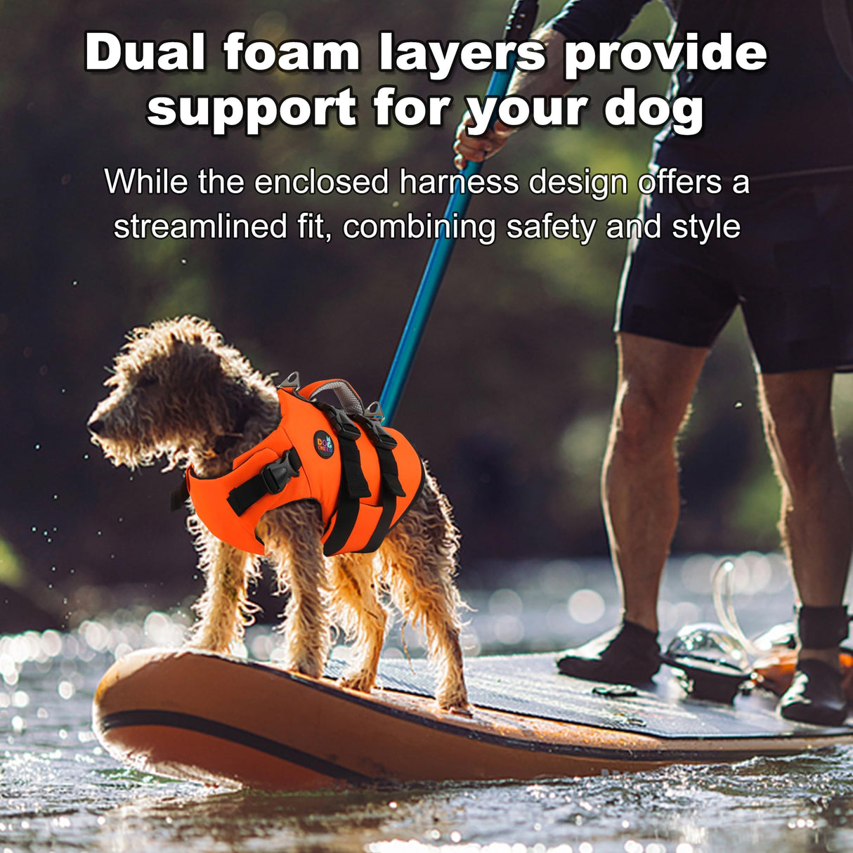 Dogcheer Dog Harness Life Jacket, High Buoyancy Neoprene Dog Life Vest for Swimming Boating, Adjustable Puppy Swim Vest Reflective Pet Float Vest for Small Medium Large Dogs - Orange, S