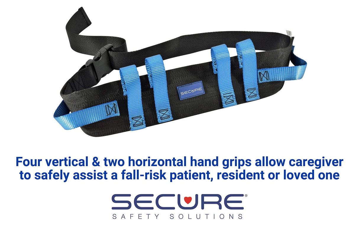 Secure Gait Belt for Seniors with 6 Handles, Quick Release Clip Buckle, 52"x4" - Medical Walking & Transfer Gate Belts Lifting Elderly, Physical Therapy Patient Lift Aid Assist Strap, Nursing Students