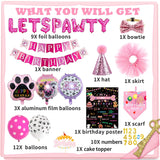 Dog Party Supplies Decorations - Cute Bandana, Let's Pawty Banner, Cake Topper, Hat, Pink Bowtie, Tutu Skirt, Paw Balloon for Birthday Celebration