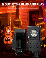 DEWENWILS Outdoor Digital Power Strip Timer, Outdoor Multi Socket Timer, Waterproof 6 Outlet Garden Power Stake, 6ft Cord, for Garden, Halloween/Christmas Decoration Lights, 15A Heavy Duty