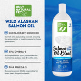 Only Natural Pet Wild Alaskan Salmon Oil for Dogs & Cats - Omega 3 & 6 Liquid Food Supplement for Pets - EPA & DHA Fish Oils, All Natural Joint Support, Promote Healthy Skin, Coat & Heart - 20 Fl Oz
