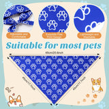 Jeere 50 Pcs Blue Paw Print Dog Bandanas Bulk Animal Footprint Bandanas for Dogs Triangle Kerchief Bib Scarf Set for Pet Winter Costume Photo Props Daily Accessories Pet Shops (25.6 x 17.7 x 17.7)