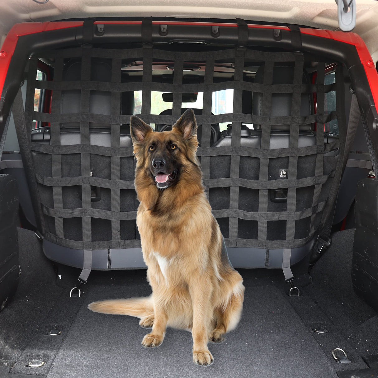 BESTAOO Pet Net Vehicle Safety Mesh Dog Barrier for Jeep Wrangler JK JL 2 Door 4-Door 2007-2026,Rear Seat Isolation Net,Easy to Install,Updated Version