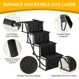 Dog Stairs for Car, Foldable Ramps for Dogs with Non-Slip Surface for Large Dogs Portable Dog Steps for Cars and SUV, Truck to 200 lbs, 4 Steps
