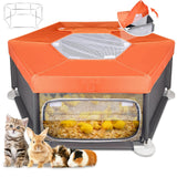 45"x45"x19.7" Sturdy Stainless Steel Frame Small Animal Playpen, Brooder Box for Chicks with Removable Roof & Bottom Pad for Easy Cleaning, Pet Playpen for Ducks, Kittens, Bunnies, Quails, Guinea Pigs