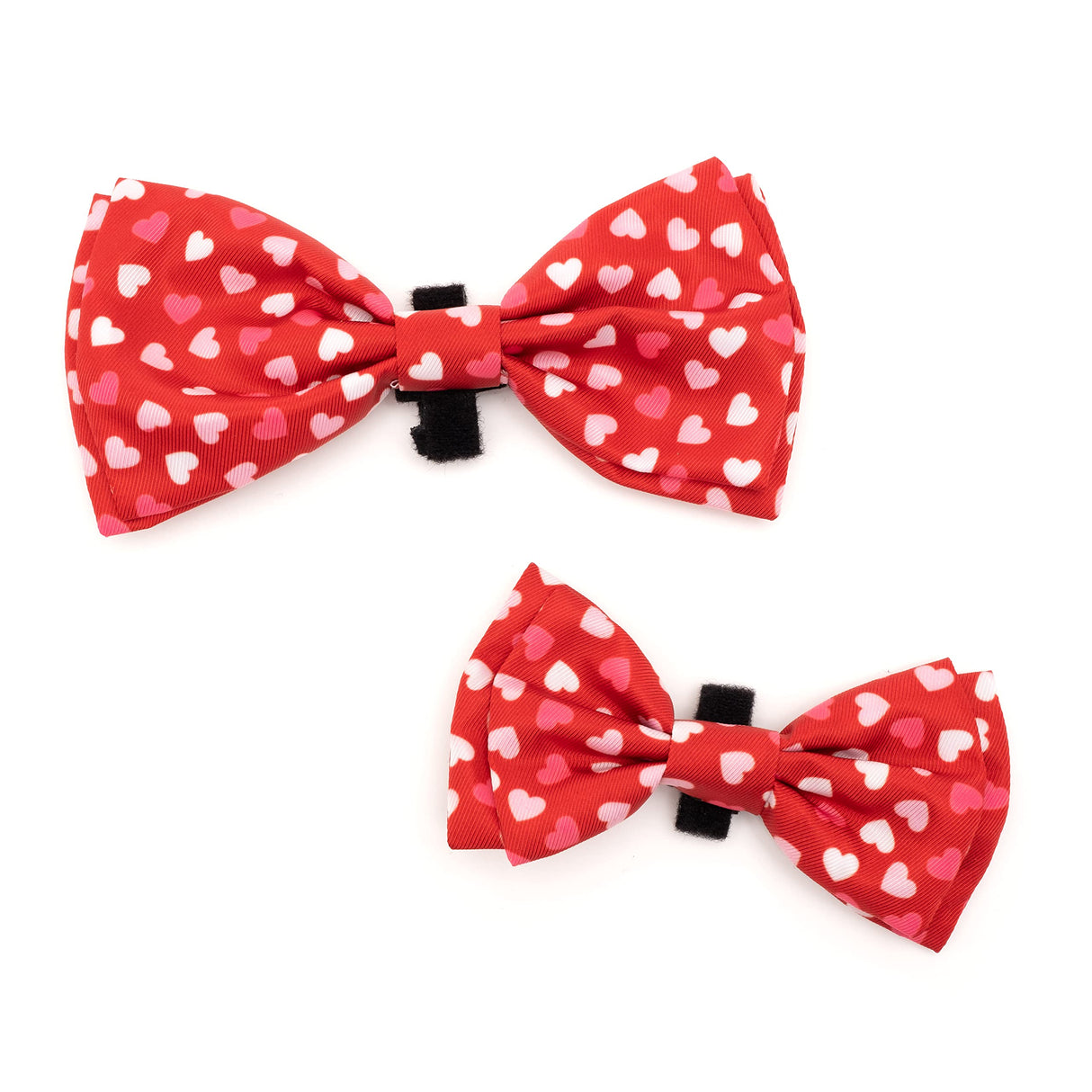 THE WORTHY DOG Pet Bow Tie for Dogs & Cats – Soft Printed Polyester Collar Bow Tie with Touch Fastener, Attaches to Any Collar - Cupid Pattern, Red, Large