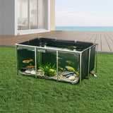 VEVOR Canvas Fish Pond, 270 Gal Above Ground Fish Pond, PVC Koi Tank with Clear Viewing Panel, Rectangular Goldfish Tank with Stainless Steel Frame & Drain Valve, for Breeding Koi, Irrigation(Black)