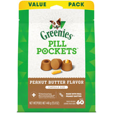 Load image into Gallery viewer, Greenies Pill Pockets for Dogs, Large Size Soft Dog Treats, Peanut Butter Flavor, 15.8 oz. Pouch
