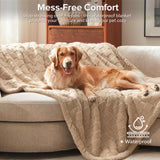 GASUR Waterproof Dog Blankets for Large Dogs, Dog Blanket for Couch Bed, Fleece Pet Blanket for Furniture Sofa Protector, Soft Pet Throw Blankets for Crate Car Outdoor, Washable, Twin 60"x80" Beige