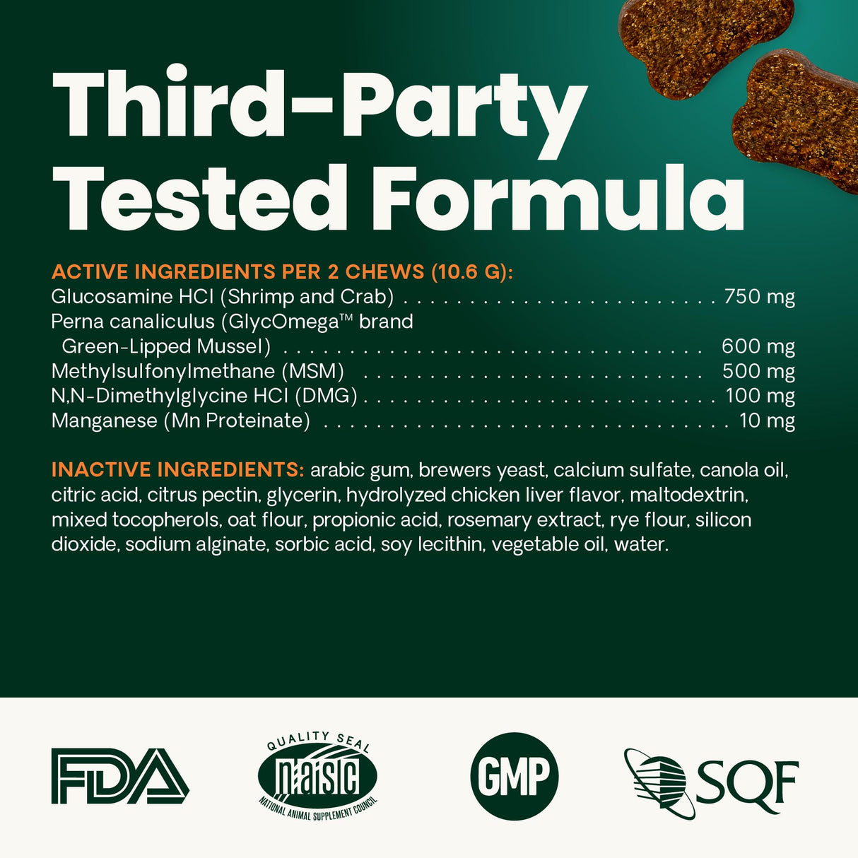 VetriScience Healthy Hip & Joint Chews, GlycoFlex Glucosamine and Green-Lipped Mussel Joint Support Supplement for Dogs, Promote Mobility and Protect Joints, Chicken, 120 Count