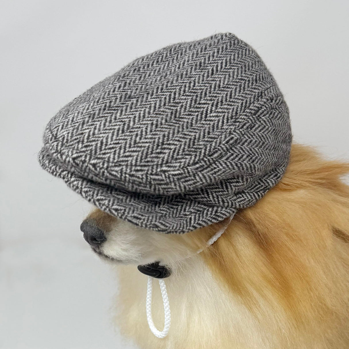 Handmade Dog Ivy Cap Newsboy hat for cats Halloween costume hat for pets (Medium, Black&White Herringbone)