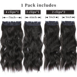 Black Hair Extensions, 20 Inches Soft Synthetic Curly Hair Extensions Clip ins (Color: Black)