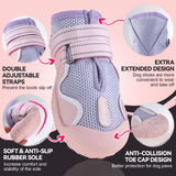 Furmate Dog Shoes for Large Small Medium Dogs, Breathable Mesh Dog Boots & Paw Protectors for Summer Hot Pavement Winter Snow, Waterproof Anti-Slip Dog Booties for Hiking Hardwood Floors(Pink-Purple2)