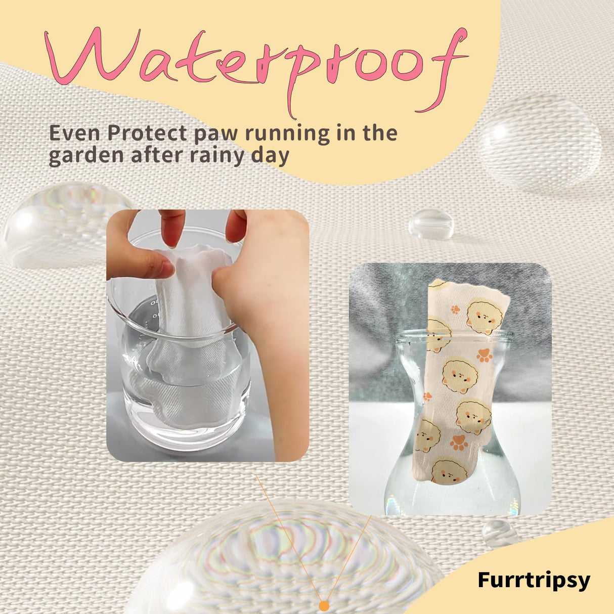 Furrtripsy Disposable Dog Booties for Dog Cats,32Pcs Pet Booties Waterproof and Breathable with Adjustable Bandage,Paw Socks Protector for Small Medium Large Dogs(S,Paw Width:1.18~1.77in)