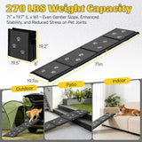 Upgraded Dog Ramp for Car 71" X-Long & 19.7" Wider Portable Dog Ramps for Large Dogs Non Slip Rug Surface Extra Wide Steps for SUV Car and Truck Folding Dog Ramp Supports Up to 270LBS