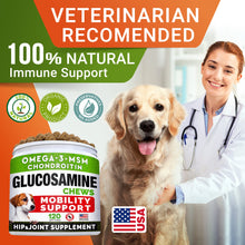 Load image into Gallery viewer, Glucosamine Treats for Dogs - Joint Supplement w/Omega-3 Fish Oil - Chondroitin, MSM - Advanced Mobility Chews - Joint Pain Relief - Hip &amp; Joint Care - Peanut Butter Flavor - 120 Ct
