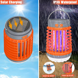 Solar Bug Zapper Outdoor Waterproof Mosquito Zapper for Patio Home Camping, 3 in 1 Cordless Rechargeable Mosquito Repellent Outdoor Patio Flashlight, Mosquito Killer Indoor - Orange, 2 PCS Pack White