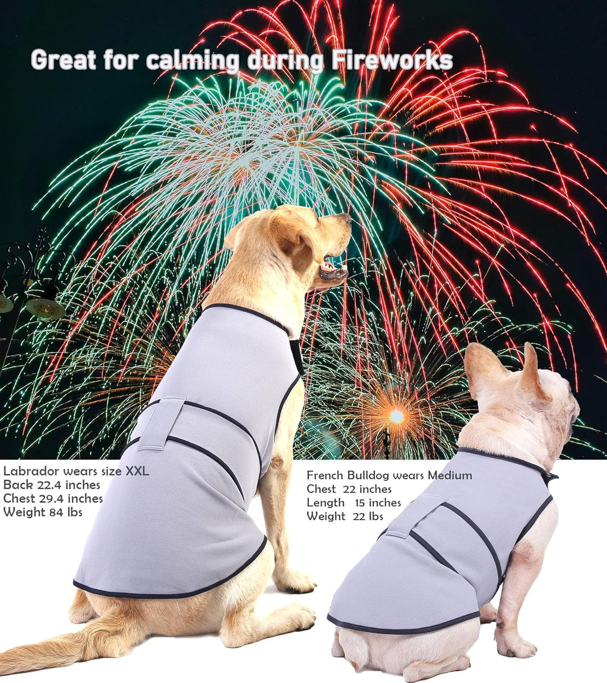 Sychien Dog Anxiety Dog Jacket,DogsThunder Calming Shirt Wrap Vest for Samll Dogs,Travel, Fireworks, Separation, Bluish Grey XS