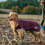 WeatherBeeta ComFiTec Premier Free Parka Deluxe Dog Coat Medium, Maroon/Grey/White, 28"
