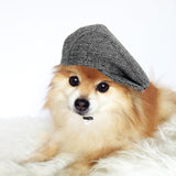 Handmade Dog Ivy Cap Newsboy hat for cats Halloween costume hat for pets (Medium, Black&White Herringbone)
