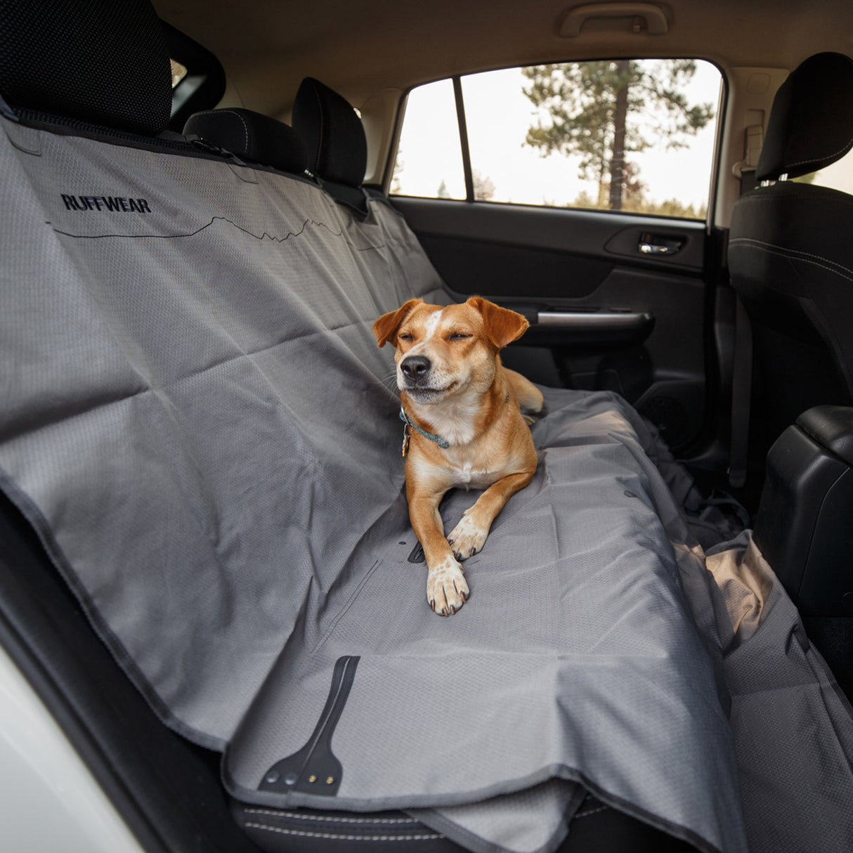 Ruffwear, Dirtbag Dog Car Seat Cover, 300D Heavy Duty Waterproof Scratch Proof Nonslip Hammock or Bench, Durable Machine Washable, Back Seat Protector for Cars, SUVs & Trucks, Basalt Gray