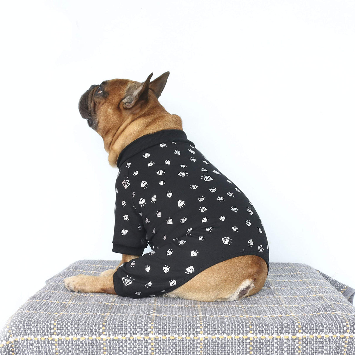 iChoue English Bulldog Pajamas Onesie Suit PJS Bodysuits for Medium Dogs Large French Frenchie Pug Pitbull Boston Terrier - Black Diamond, XXL