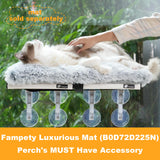 Fampety 24"XL Cat Window Perch=12" Duo Pac Step=2 Mini Stand for Narrow Space,Vertical Gym Set,8+8 Suction Cup,Hold Up 80LB,Foldable Cordless Underneath Support,Textilene Seat Bed,Easy Clean&Dry-White