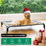 Elevated Dog Bed Raised Outdoor Dog Cot for Large Dogs, Installation Requires No Tools, Frame with Washable Cooling Breathable Mesh Anti-Slip Feet, Indoor Pet Bed, Grey, 43.3 Inches