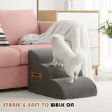 Romrol Dog Stairs Ramp for Small Dogs, 33D Pet Stairs Steps with Durable Non-Slip Waterproof Fabric Cover, Dog Slope Stairs to Bed for Small Dogs and Cats or Pets Joints, 3-Steps