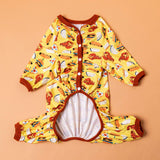 LovinPet Dog PJS Onesies for Giant Dogs, Post Surgery Shirt Dog, UV Protection, Yellow Hamburger Print, Lightweight Pullover Pet Pajamas, Pitbull Onesie, Pajamas for Pitbulls, Onesies for Dogs,2XL
