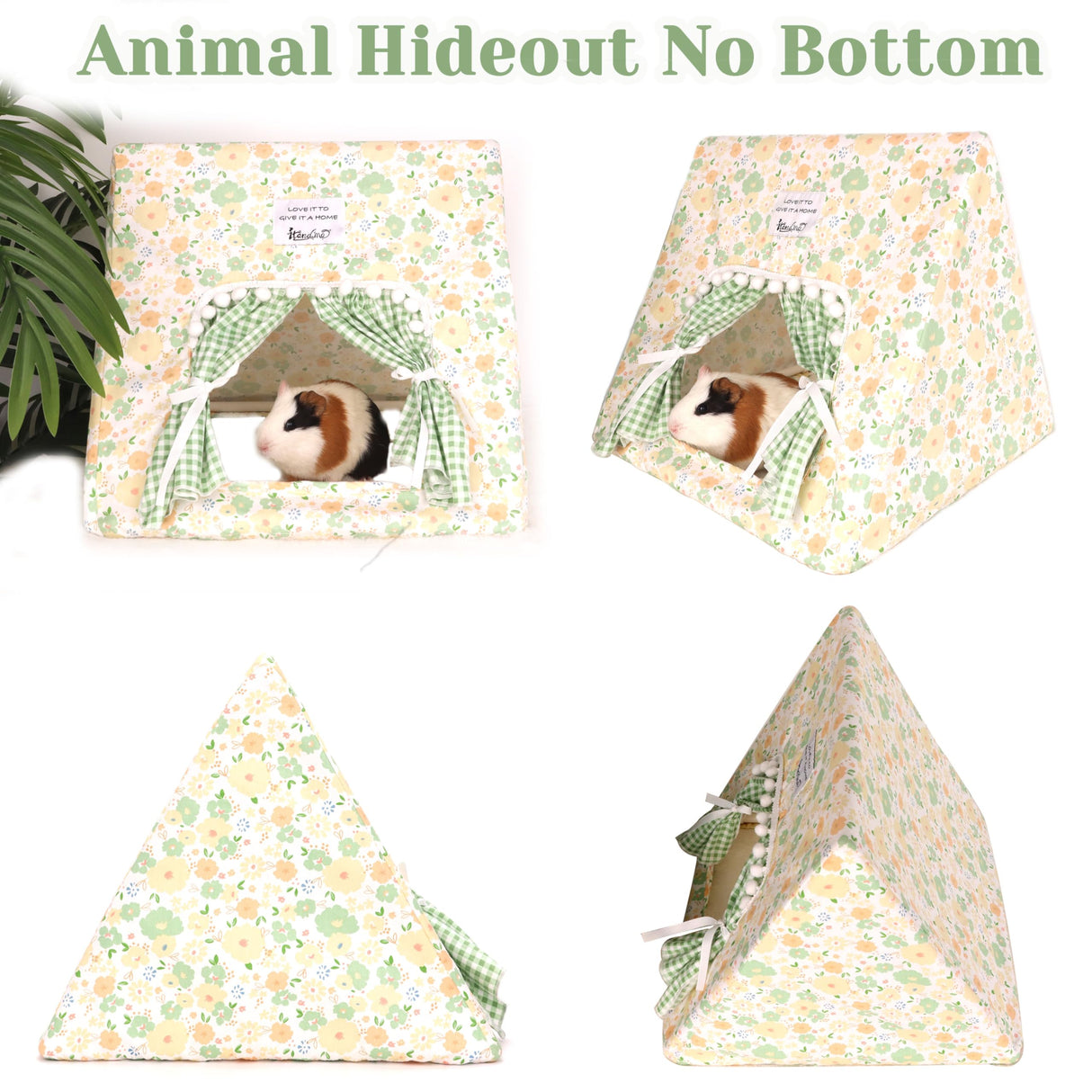 Guinea Pig Hideout Large with Curtain, Bunny Hideout, Machine Washable Guinea Pig Hide Tent Houses & Habitats, Small Animal Hideout for Pet Rabbit, Ferret, Rat, Chinchilla, Squirrel (Flower, Large)