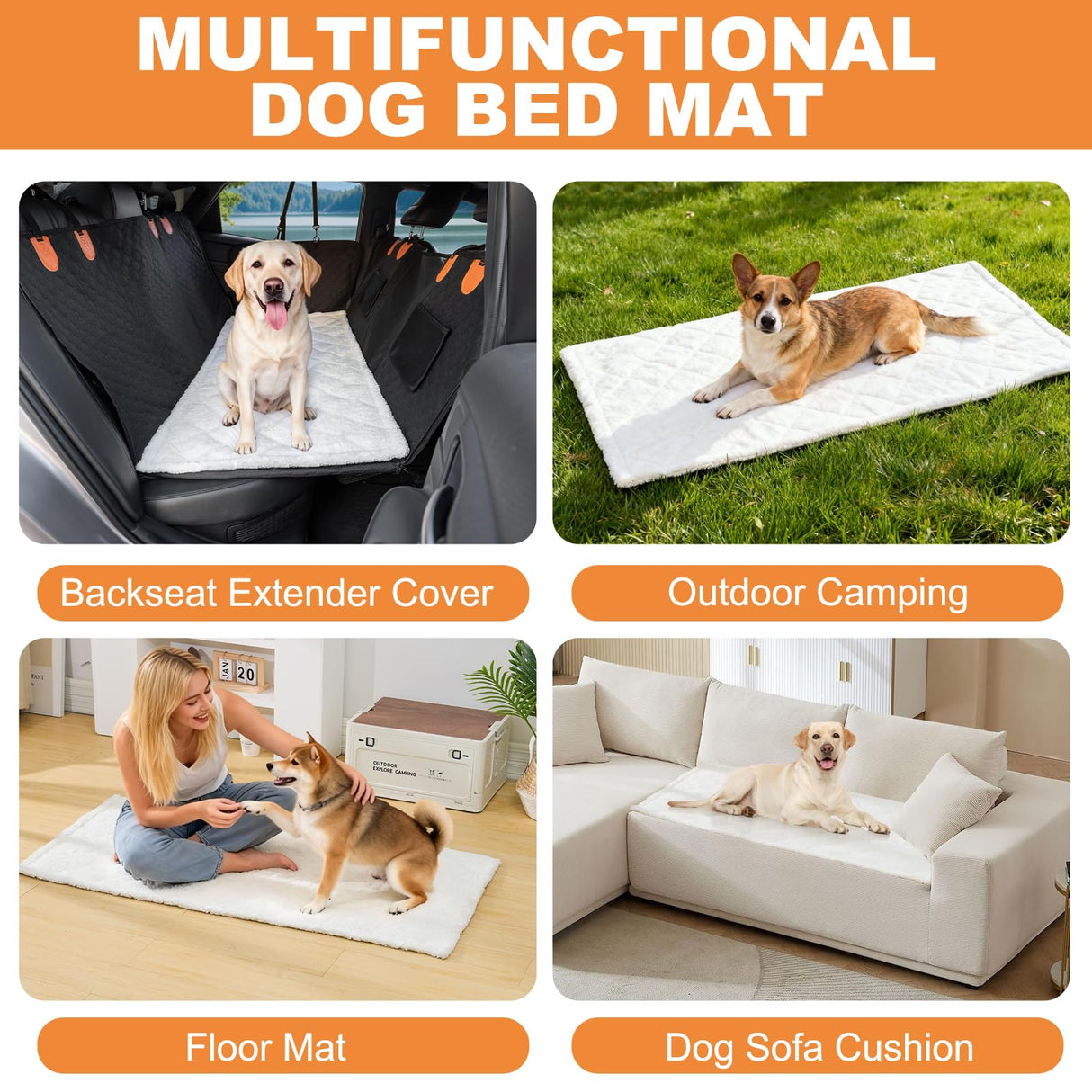 Sanqitara Backseat Pet Bed Mat, Truck Plaid Dog Bed for Car Back Seat, Deluxe Dog Seat Covers, Non-Slip Travel Pet Mat, Fit for Backseat Extenders and Trucks SUV
