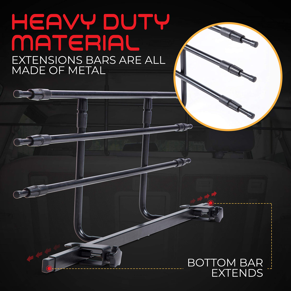 WHISTLER Dog Barrier for SUV's, Cars & Vehicles, Heavy-Duty - Universal Fit Adjustable Pet Barrier