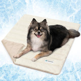 PetAmi Cooling Mat for Dog, Premium Pet Cooling Blanket for Crate Kennel, Indoor Cat Cool Sleeping Pad, Q-MAX Cold Sofa Couch Cover for Summer, Taupe/Beige, Small (24x32)