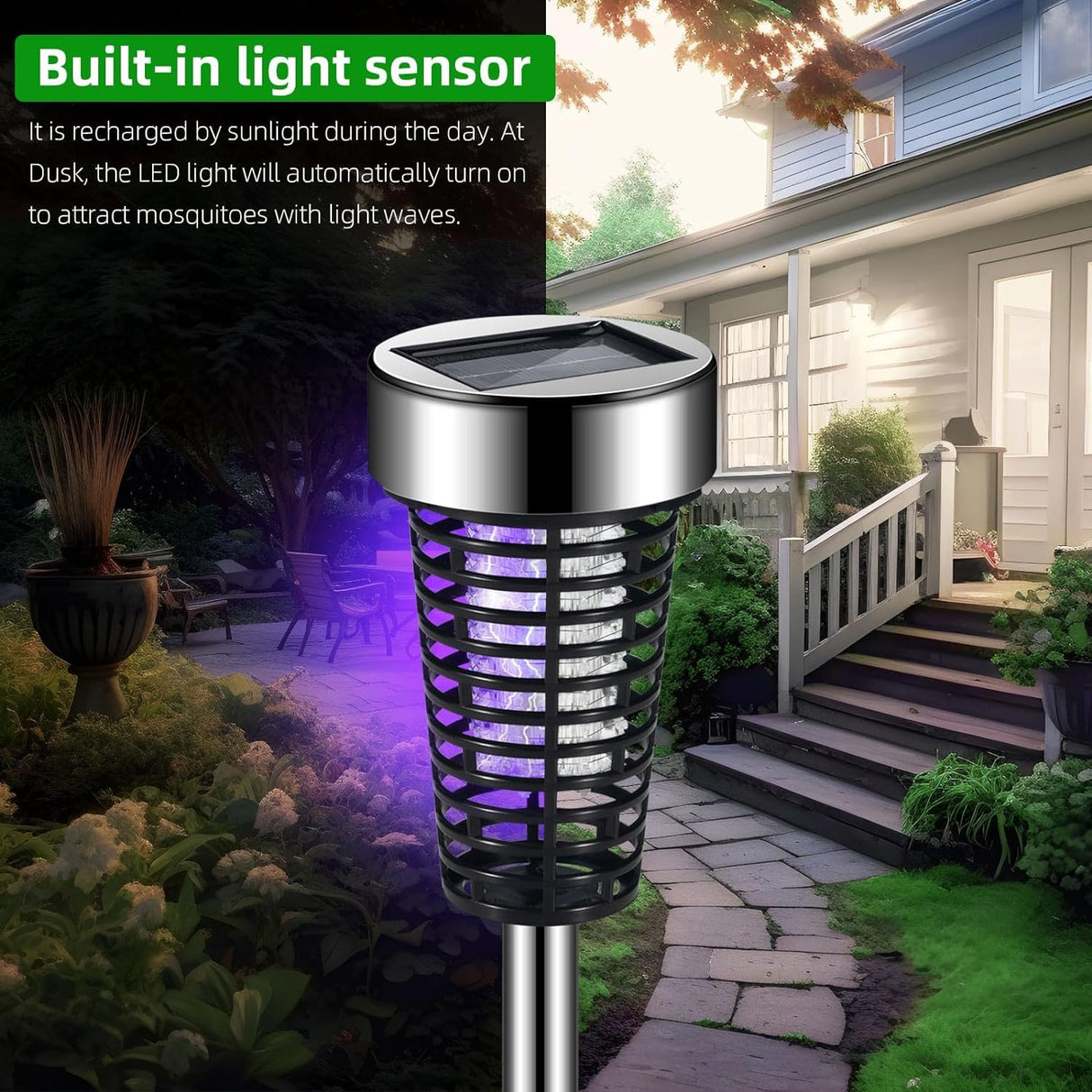 4 Pack Mosquito Zapper Solar Bug Zapper Outdoor Waterproof Mosquito Killer for Patio Yard Garden Pathway Mosquito Repellent Lighting Lamp