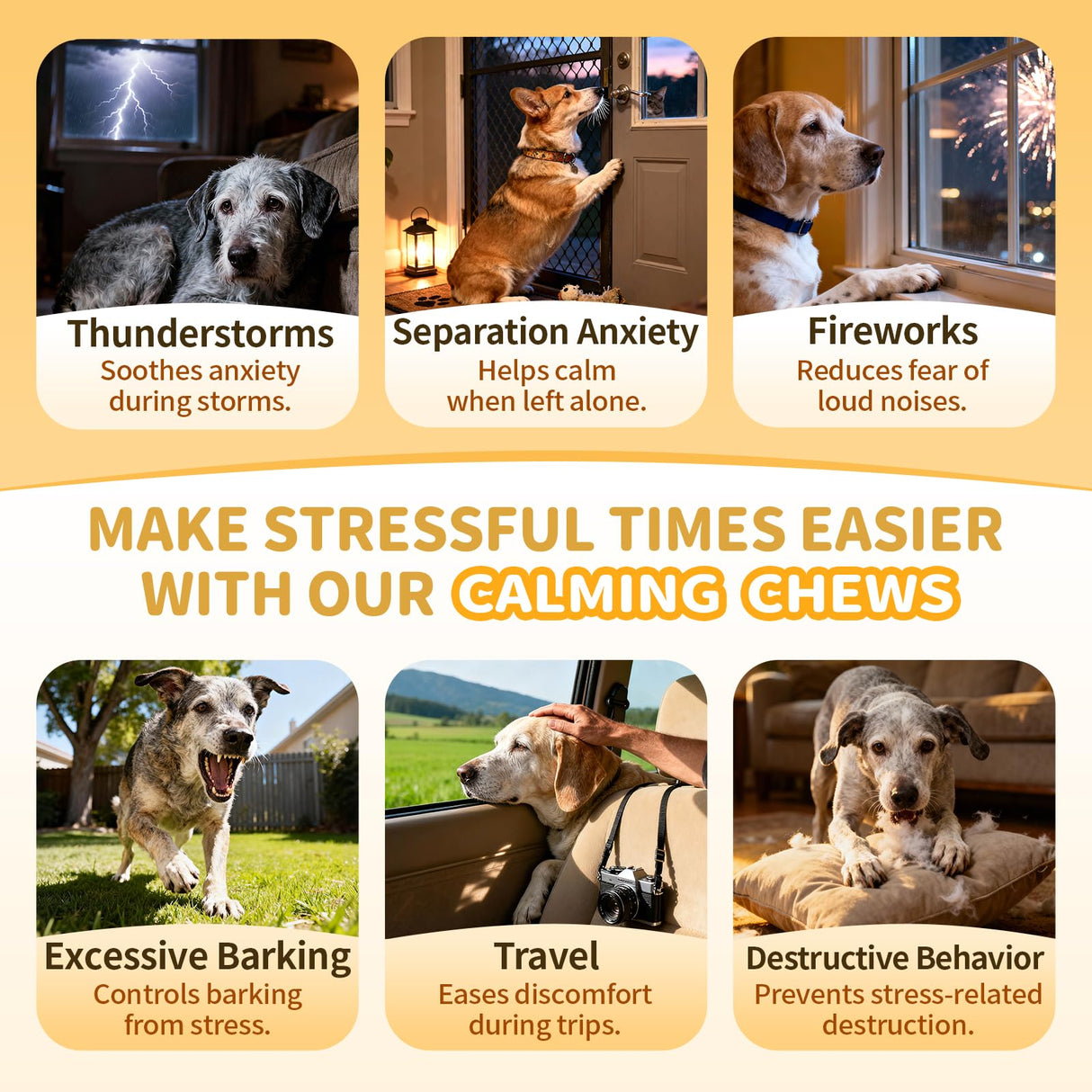 POPPAW Advanced Calming Chews for Dogs-Brain & Composure Support with 7 Mushrooms, Ashwagandha, Omega-3 DHA & EPA, Anxiety Relief Dog Calming Treat, All Breeds & Sizes, Chicken Flavor, 135Ct