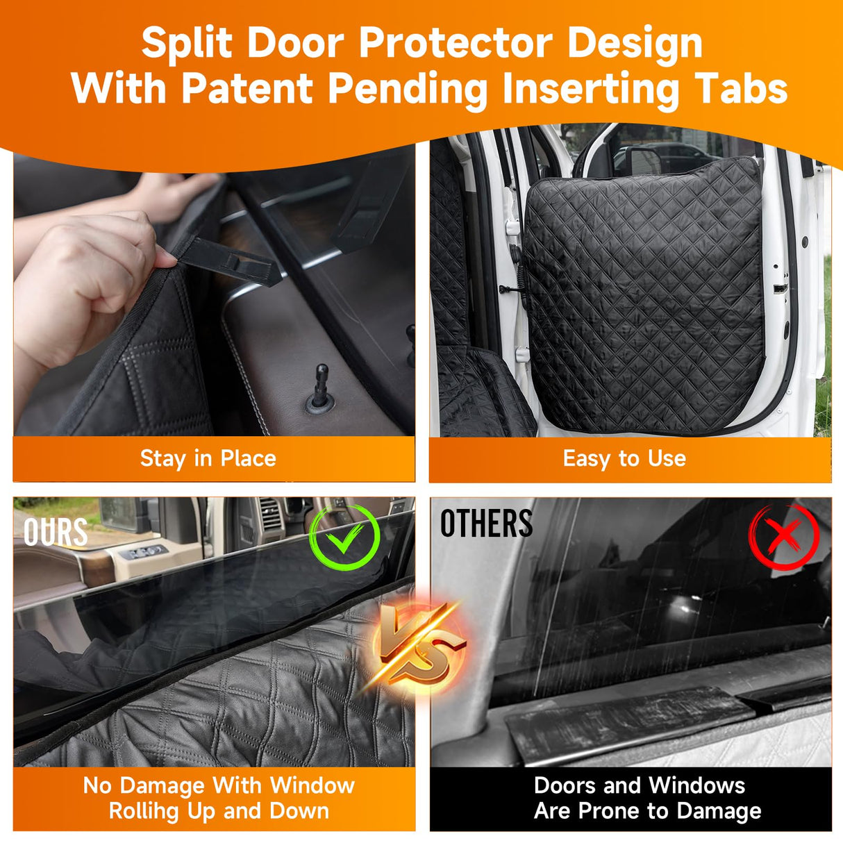 Sanqitara XL Dog Truck Seat Cover with Car Door Protector, for Trucks with Flip Up Rear Seats, Waterproof Full Coverage Dog Seat Cover for Full Size Crew Cab Trucks F150 F250