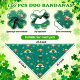 Youyole 120 Pcs Dog St. Patrick's Day Bandana Bulks Shamrocks Dog Bandanas Green Pet Scarf Soft Cat Triangle Scarfs Pet Bandana Green Hat Gnome Bibs for Small and Medium Breed