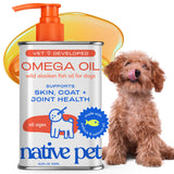 Native Pet Omega 3 Fish Oil for Dogs & Cats - Promotes Healthy Skin, Shiny Coat & Strong Joints - Made with Wild Alaskan Salmon Oil for Dogs – Tasty, Fast-Absorbing Omega 3 6 9 Liquid Supplement-32oz