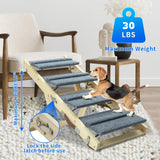 TNELTUEB Dog Ramp, 2-in-1 Dog Stairs for Small Dogs, 32.6" Long, Adjustable 8.5"-18" Pet Ramp with Non-Slip Traction Mat, Folding Portable Wooden Dog Steps for Bed, Couch, Car, Rated for 30 LBS (Grey)