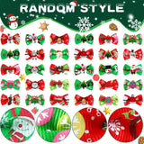 Weewooday 90 Pcs Christmas Dog Hair Bows Xmas Grooming Dog Hair Accessories Bows with Rubber Bands Pet Topknot for Xmas Party Decor Pet Gift
