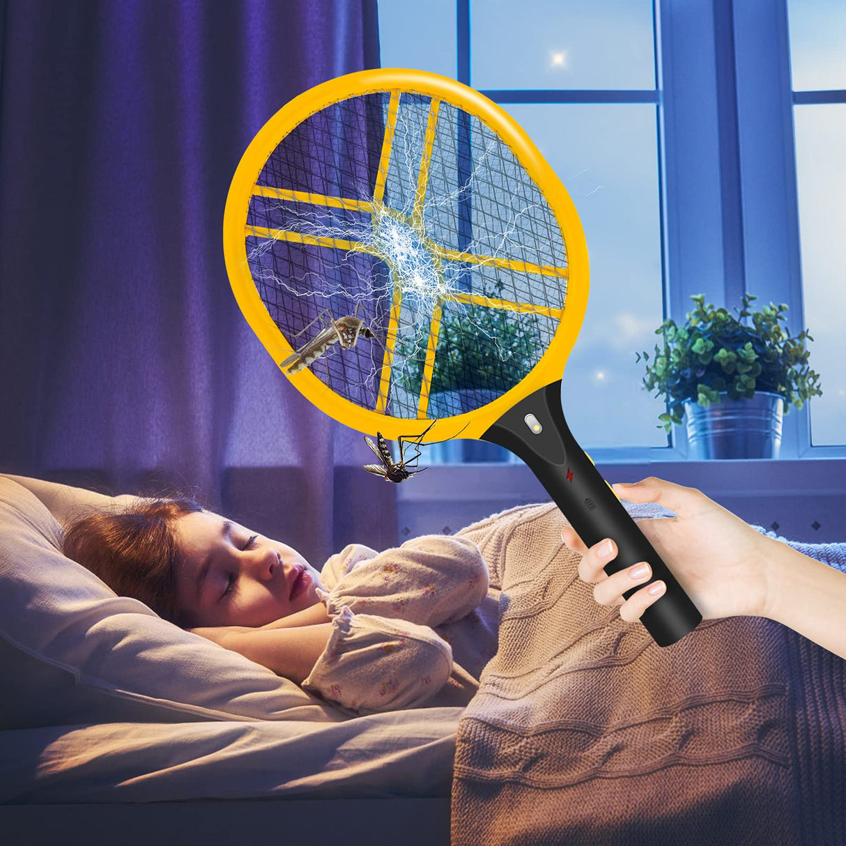 Faicuk Handheld Bug Zapper Racket Rechargeable Fly Swatter (2 Pack)