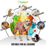 LovinPet Large Breed Dog Pajamas, Lightweight Pullover Full Coverage Dog Pjs, Pitbull Onesie, Happy Horse Coral Print, Pitbull Shirt, Pet Pajamas for Dogs, Pet PJ's, M