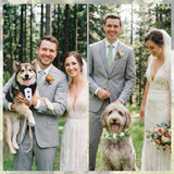 Huhumy 2 Pcs Dog Wedding Suits, Tuxedo and Flower Collar, Bow Tie Adjustable Formal Suit Costume Elegant Dog Flower Headband for Small to Medium Dogs Wedding Engagement Birthday Outfit Pet Photo Prop