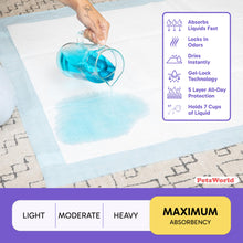 Load image into Gallery viewer, PETSWORLD Enormous Dog Training &amp; Potty Pads, 37x54 inch - Tear Resistant with Strong Leak-Proof Backing, Optional Adhesive Tape, 50 Count
