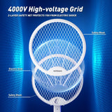 4000V Electric Fly Swatter, 2-in-1 Foldable Bug Zapper Racket with USB Rechargeable Battery, UV Light, Mosquito Killer Zapper for Home Office Camping, 2PC