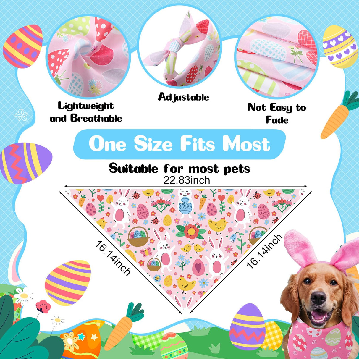 Chicingyou 180 Pack Easter Dog Bandana Bulk, Easter Bandanas for Dog, Washable Adjustable Pet Triangle Scarf Bib Holiday Costumes for Small Medium Large Puppy Holiday Accessories Party Gifts