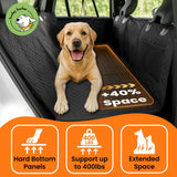 Huxley Barker Car Back Seat Extender for Dogs – 40% Extra Space, 600D Oxford Waterproof Dog Car Seat Cover with Hard-Bottom Bridge, Non-Slip Base, Mesh Window & Storage Pockets – Foldable Design